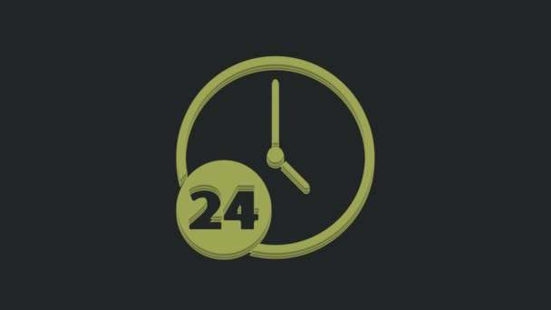Green Clock Hodin Ikona Izolované Černém Pozadí Celodenní Cyklická Ikona — Stock video
