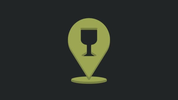 黒の背景に隔離された緑のアルコールやビールバーの場所のアイコン クラブ バーのシンボル 4Kビデオモーショングラフィックアニメーション — ストック動画