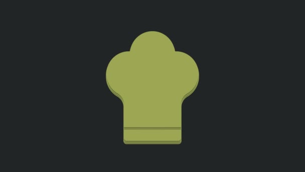 Πράσινο Καπέλο Chef Εικονίδιο Απομονώνονται Μαύρο Φόντο Σύμβολο Μαγειρικής Καπέλο — Αρχείο Βίντεο
