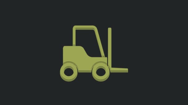 Ícone Caminhão Empilhadeira Verde Isolado Fundo Preto Carregador Garfo Caixa — Vídeo de Stock