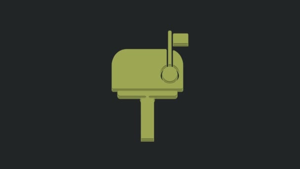 绿色邮箱图标隔离在黑色背景 信箱图标 邮筒上有旗子 4K视频运动图形动画 — 图库视频影像