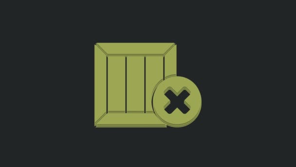 Caja Madera Verde Eliminar Icono Aislado Sobre Fondo Negro Caja — Vídeo de stock