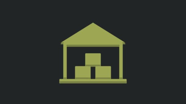 Green Warehouse Icon Isolated Black Background Video Motion Graphic Animation — Stock Video
