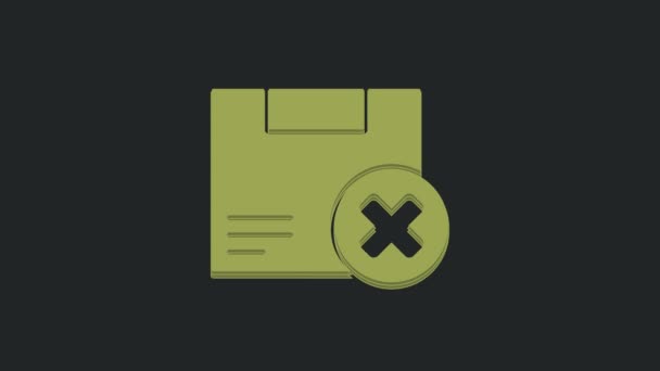 绿色纸箱和删除图标孤立的黑色背景 包裹签名 交付和包装 4K视频运动图形动画 — 图库视频影像