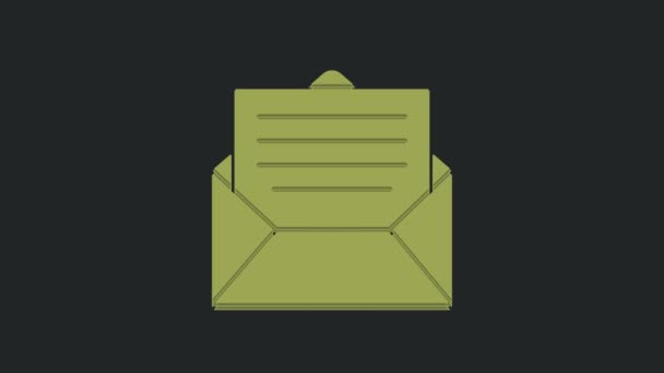 Зелений Envelope Ікона Ізольована Чорному Тлі Символ Листа Електронної Пошти — стокове відео