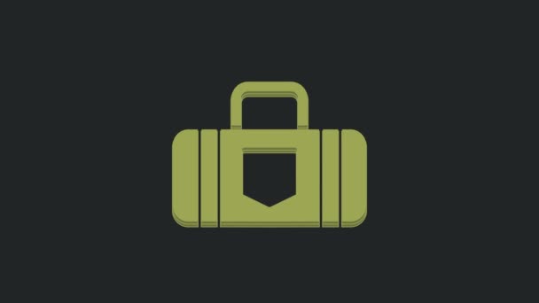 Зеленый Чемодан Значка Путешествия Выделен Черном Фоне Путешествую Багажному Знаку — стоковое видео