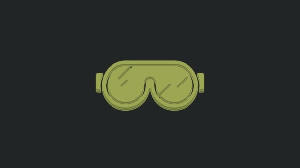 Gröna Skidglasögon Ikon Isolerad Svart Bakgrund Extrem Sport Sportutrustning Video — Stockvideo