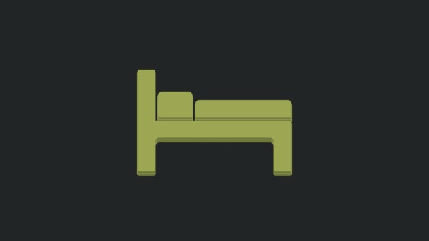 Иконка Зеленой Кровати Выделена Черном Фоне Видеографическая Анимация — стоковое видео