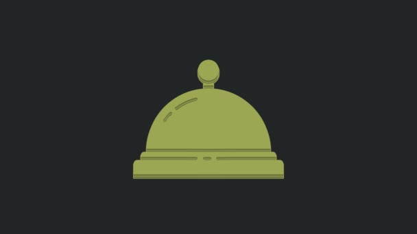 绿色酒店服务铃图标隔离在黑色背景 接待铃4K视频运动图形动画 — 图库视频影像