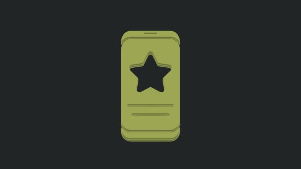 Green Mobile Phone Review Rating Icon Isolated Black Background Concept — Stock Video