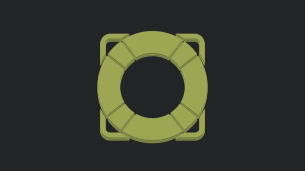 Ікона Green Lifebuoy Ізольована Чорному Тлі Символ Lifebelt Відеографічна Анімація — стокове відео
