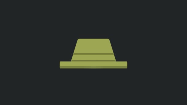 绿人帽带图标隔离在黑色背景 4K视频运动图形动画 — 图库视频影像