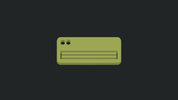 Ікона Кондиціонера Зеленого Повітря Ізольована Чорному Тлі Спліт Системи Кондиціонування — стокове відео