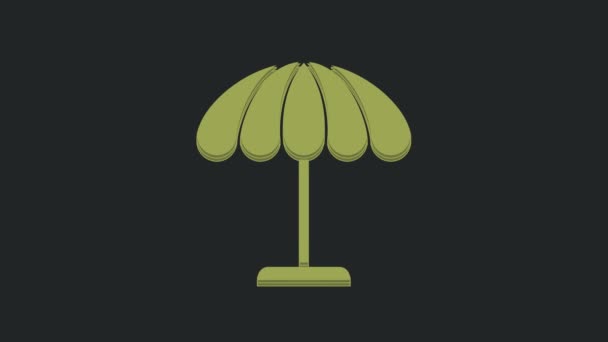 Paraguas Protector Solar Verde Para Icono Playa Aislado Sobre Fondo — Vídeos de Stock