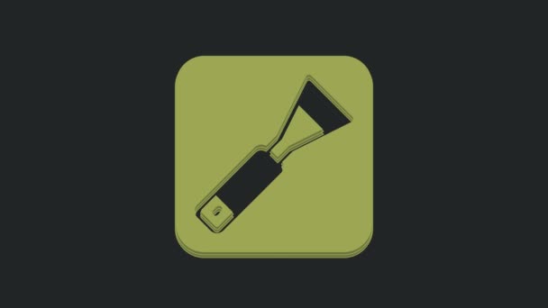 Green Paint Brush Icon Isolated Black Background Artist Archaeologists Cleaning — Stock Video