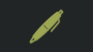 Siyah arkaplanda yeşil kalem simgesi izole edildi. 4K Video hareketli grafik canlandırması.