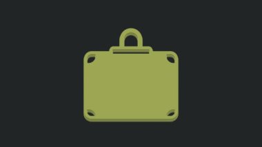 Seyahat simgesi için yeşil bavul siyah arkaplanda izole edildi. Seyahat bagaj tabelası. Seyahat bagaj ikonu. 4K Video hareketli grafik canlandırması.