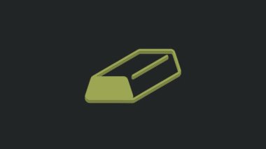 Siyah arkaplanda izole edilmiş yeşil altın çubuk simgesi. Bankacılık işi konsepti. 4K Video hareketli grafik canlandırması.