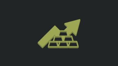 Siyah arka planda izole edilmiş altın külçeli Green Finance grafik okları. Finansal başarı kavramı. Altın yatırım konsepti. 4K Video hareketli grafik canlandırması.