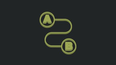 Yeşil Yol konum simgesi siyah arkaplanda izole edildi. Harita işaretçisi işareti. Yol ya da yol kavramı. GPS navigatörü. 4K Video hareketli grafik canlandırması.