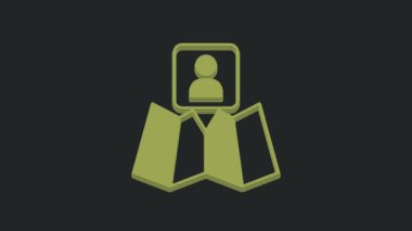 Siyah arkaplanda konum belirleyici simgesi olan yeşil katlı harita. 4K Video hareketli grafik canlandırması.