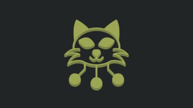 Yeşil NFT dijital kripto resim simgesi siyah arkaplanda izole edildi. Para iadesi olmayan jeton. 4K Video hareketli grafik canlandırması.