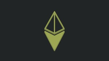 Yeşil Kripto para birimi Ethereum ETH simgesi siyah arkaplanda izole edildi. Altcoin sembolü. Engelleme zinciri tabanlı şifreli para birimi. 4K Video hareketli grafik canlandırması.