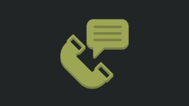 Yeşil Telefon iletişim simgesi siyah arkaplanda izole edildi. Telefon ahizesi. Telefon işareti. Çağrı merkezi, iletişim. 4K Video hareketli grafik canlandırması.