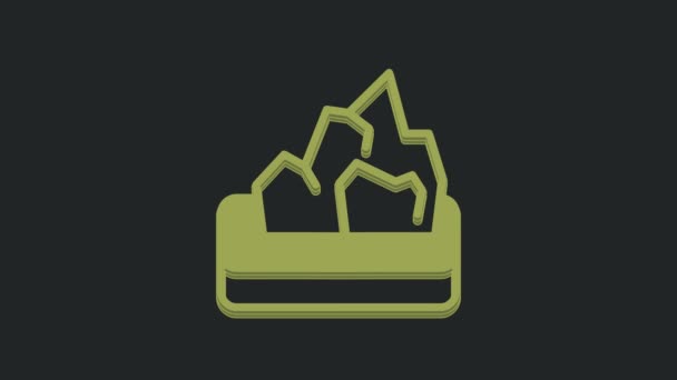 Green Ore Mining Icon Isolated Black Background Video Motion Graphic — Stock Video