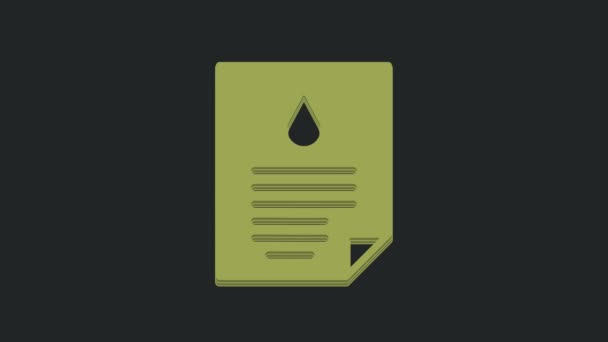 Иконка Документа Зеленая Нефть Выделена Чёрном Фоне Видеографическая Анимация — стоковое видео