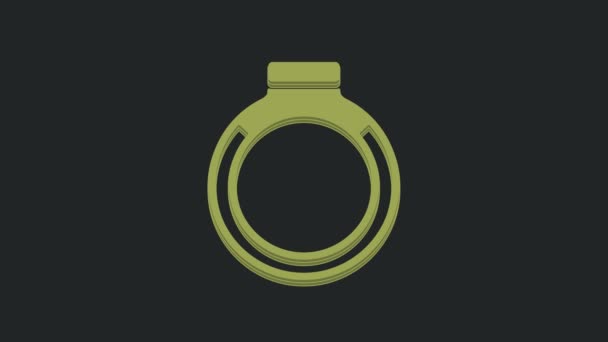 Grüner Gold Ring Symbol Isoliert Auf Schwarzem Hintergrund Video Motion — Stockvideo