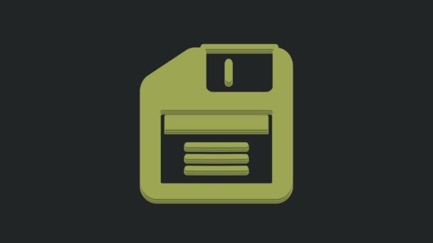用于计算机数据存储图标的绿色软盘 在黑色背景上隔离 软磁盘的标志 4K视频运动图形动画 — 图库视频影像