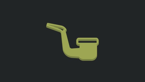 绿色烟斗 烟灰图标隔离在黑色背景上 4K视频运动图形动画 — 图库视频影像