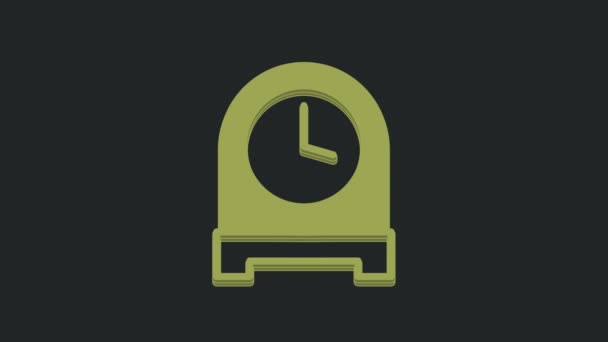Icono Reloj Verde Antiguo Aislado Sobre Fondo Negro Animación Gráfica — Vídeos de Stock