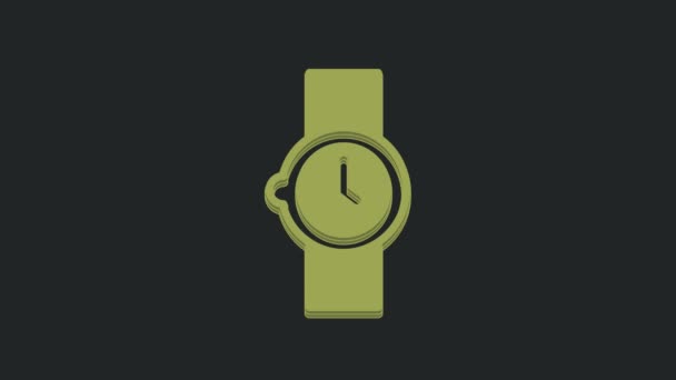 Ícone Relógio Pulso Verde Isolado Fundo Preto Ícone Relógio Pulso — Vídeo de Stock