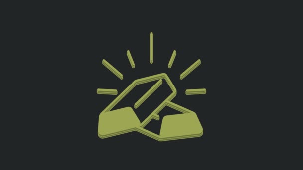 Ikona Green Gold Czarnym Tle Koncepcja Biznesu Bankowego Animacja Graficzna — Wideo stockowe
