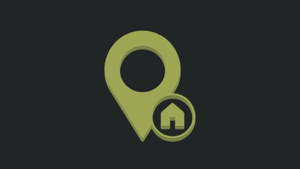 Ukazatel Zelené Mapy Ikonou Domu Izolovanou Černém Pozadí Značkový Symbol — Stock video