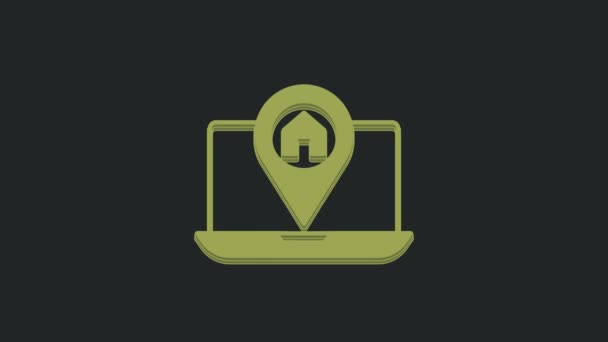 城市地图导航图标绿色信息图形在黑色背景下被隔离 笔记本电脑应用程序接口概念设计 地理定位的概念 4K视频运动图形动画 — 图库视频影像