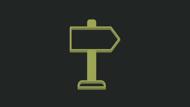 Green Road Traffic Sign Signpost Icon Isolated Black Background Pointer — Stock Video