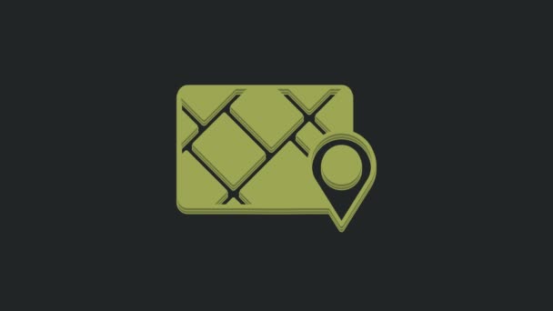 Green Gps Device Map Icon Isolated Black Background Video Motion — Stock Video