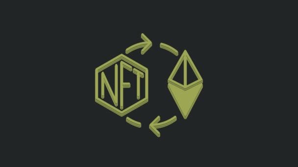 Πράσινο Ethereum Ανταλλαγή Nft Εικονίδιο Απομονώνονται Μαύρο Φόντο Ανταλλάξιμο Σύμβολο — Αρχείο Βίντεο