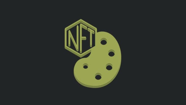 Green Nft Digital Crypto Art Icon Isolated Black Background Non — Stock Video