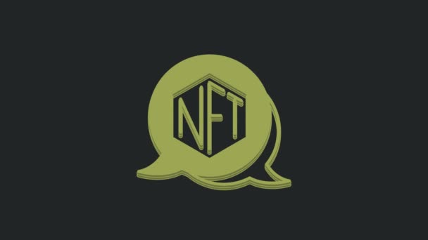 Green Nft Icona Arte Crittografica Digitale Isolato Sfondo Nero Gettone — Video Stock