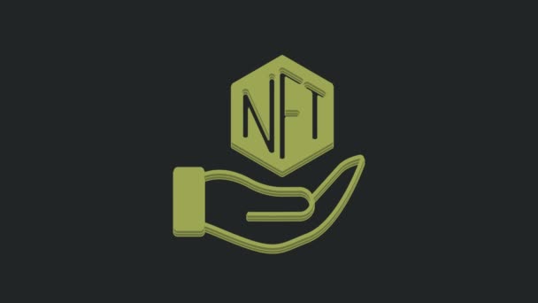 Grön Nft Digital Krypto Konst Ikon Isolerad Svart Bakgrund Icke — Stockvideo