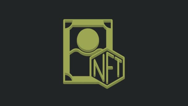 Зелений Nft Цифровий Значок Криптографічного Мистецтва Ізольовано Чорному Тлі Фунгіцидний — стокове відео