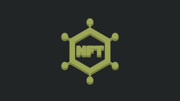 Icône Technologie Nft Vert Blockchain Isolé Sur Fond Noir Jeton — Video