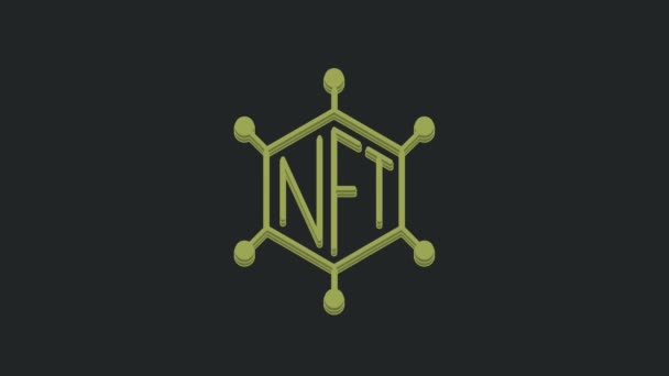 Πράσινο Εικονίδιο Τεχνολογίας Blockchain Nft Απομονωμένο Μαύρο Φόντο Ανταλλάξιμο Σύμβολο — Αρχείο Βίντεο
