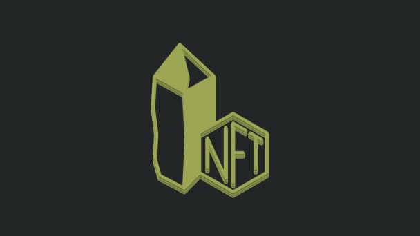 Зелений Nft Цифровий Значок Криптографічного Мистецтва Ізольовано Чорному Тлі Фунгіцидний — стокове відео