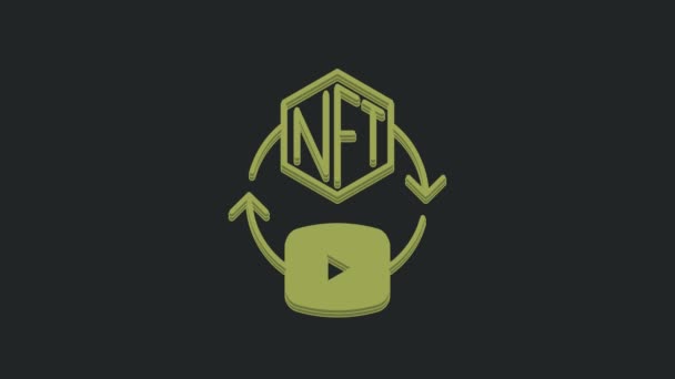 Green Nft Digital Crypto 아이콘은 배경에 분리되어 토큰이죠 비디오 그래픽 — 비디오