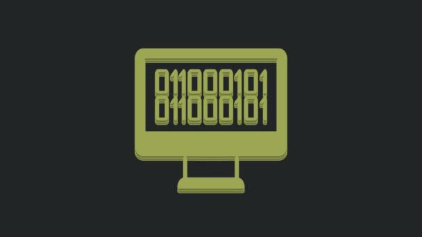 Zöld Bináris Kód Ikon Elszigetelt Fekete Háttér Videó Mozgás Grafikus — Stock videók